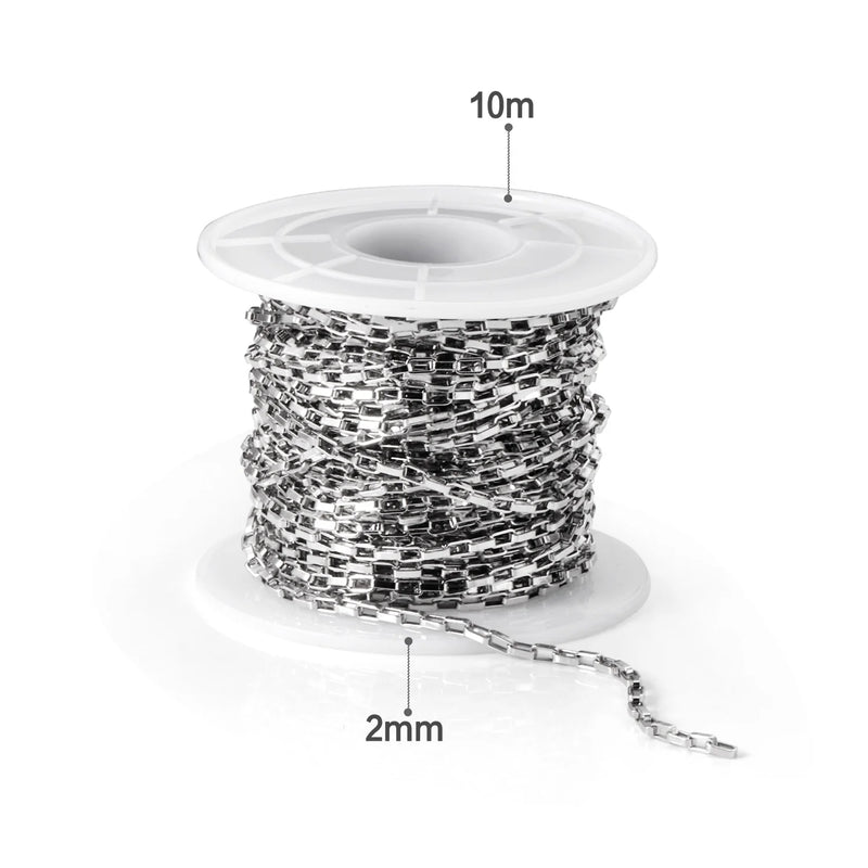 10m Stainless Steel Box Chain Necklace Men/Women Hiphop Accessories