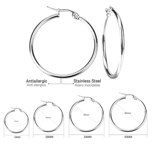 10mm-65mm Stainless Steel Hoops Rose Circle Earrings