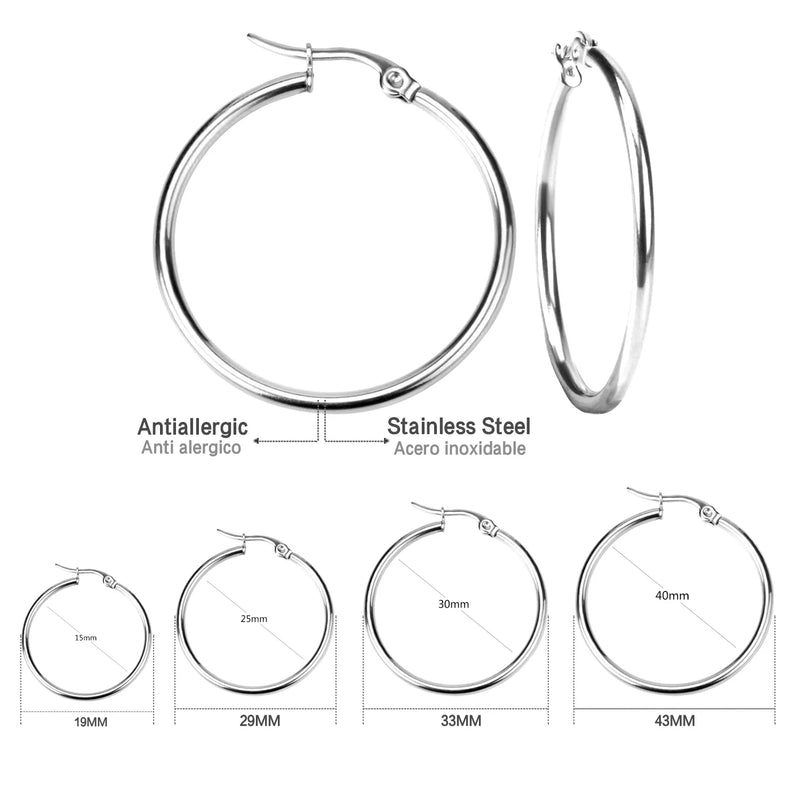 10mm-65mm Stainless Steel Hoops Rose Circle Earrings