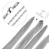 10pcs Stainless Steel Rope Chain Necklaces 2mm Silver No Fade DIY Pendants