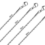 10pcs Stainless Steel Rope Chain Necklaces 2mm Silver No Fade DIY Pendants