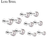Stainless Steel Cubic Zirconia Stud Earring Set