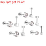 Stainless Steel Cubic Zirconia Stud Earring Set