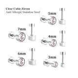Stainless Steel Cubic Zirconia Stud Earring Set