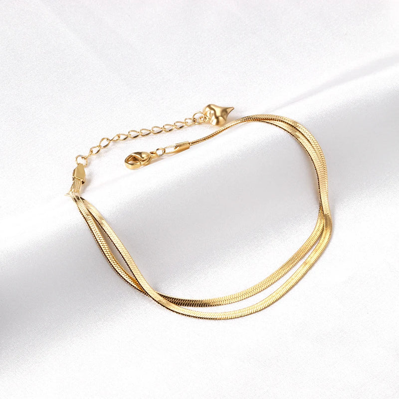 Flat Snake Chain Bracelets Stainless Steel Anklets Party Gift