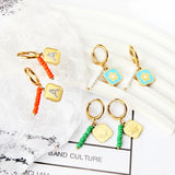 Colorful CZ Beads Boho Hoop Earrings