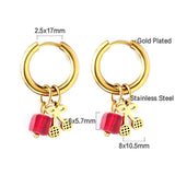 Colorful CZ Beads Boho Hoop Earrings