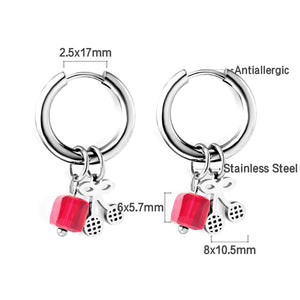 Colorful CZ Beads Boho Hoop Earrings