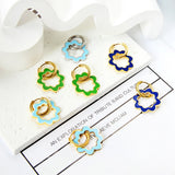 Colorful CZ Beads Boho Hoop Earrings