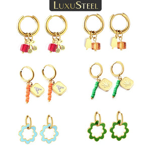 Colorful CZ Beads Boho Hoop Earrings