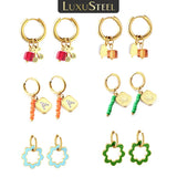 Colorful CZ Beads Boho Hoop Earrings