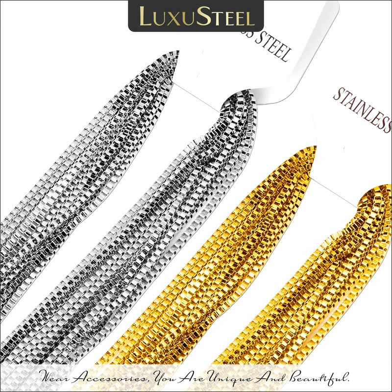 2MM Box Chains Necklace Stainless Steel No Fade DIY Jewelry 10Pcs/Lot