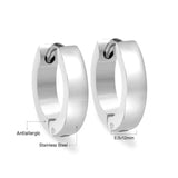 Smooth Silver Stainless Steel Hoop Earrings Punk Huggie Circle Ear Jewelry