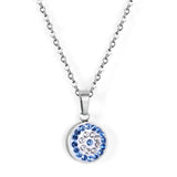 35cm+5cm Round CZ Pendant Necklace Silver Cuban Link Chains Christmas