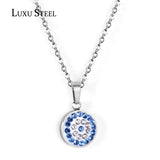 35cm+5cm Round CZ Pendant Necklace Silver Cuban Link Chains Christmas