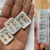 3Pairs/Lot Pearl Stud Earrings Stainless Steel Screw Back Wedding 4/5/6mm
