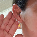 3Pairs/Lot Pearl Stud Earrings Stainless Steel Screw Back Wedding 4/5/6mm