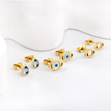 3 Pairs/Set Stud Earrings Stainless Steel CZ Zircon Evil Eyes Crystal Heart