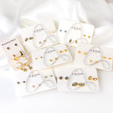 3 Pairs/Set Stud Earrings Stainless Steel CZ Zircon Evil Eyes Crystal Heart