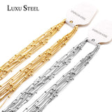 5pcs Stainless Steel Beaded Snake Chains Necklace Women Accessories