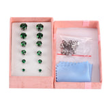 6 Pairs Green Zircon Crystal Stud Earrings Set