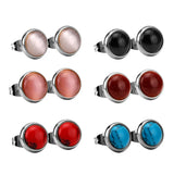 6Pairs Eyes Stone Ear Studs Stainless Steel Brinco Party Jewelry