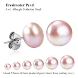6pairs Pink/White Pearl Stud Earrings Stainless Steel Set