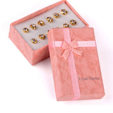 6pairs Stainless Steel Earring Sets Zirconia Nickel-free Stud Earrings
