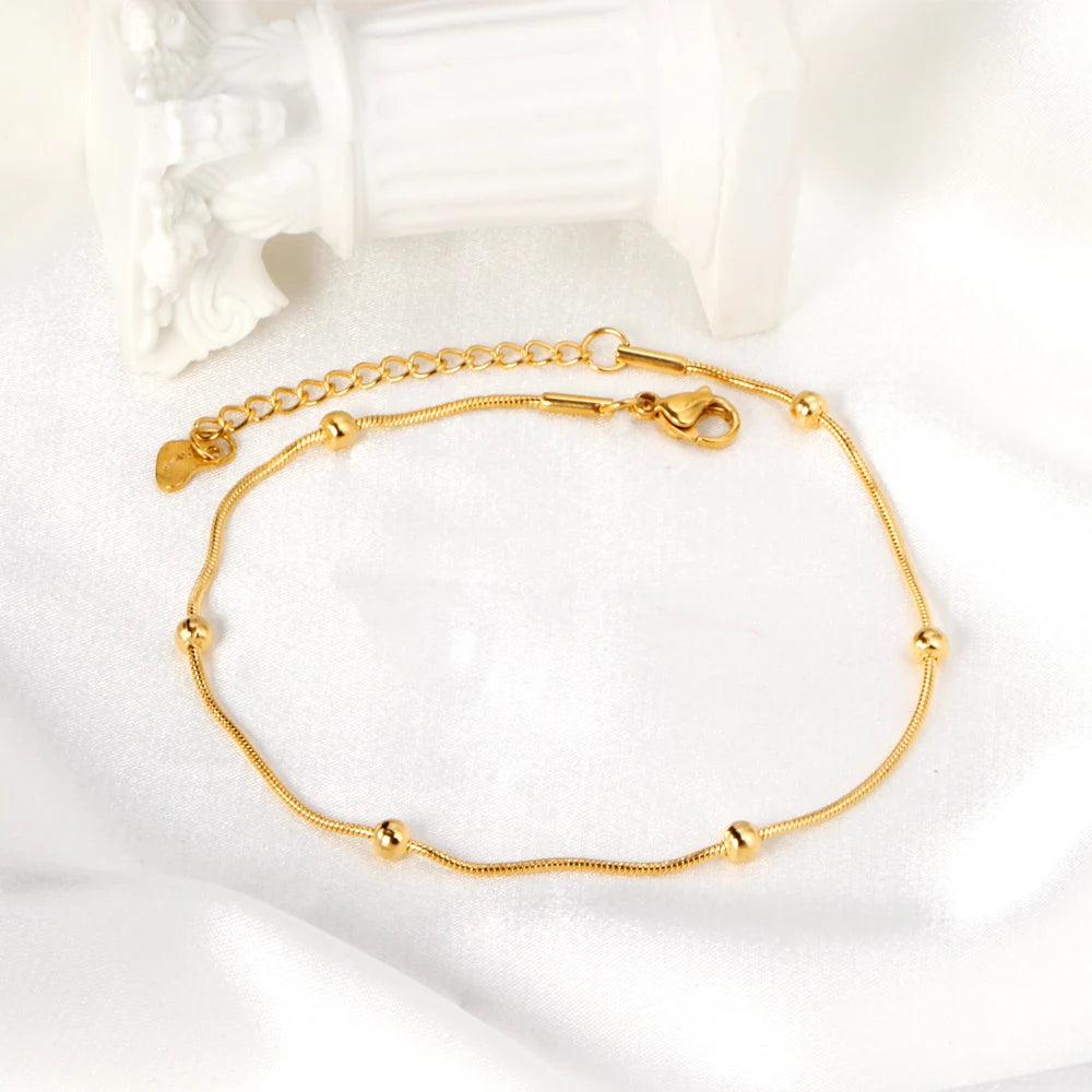 Stainless Steel Anklets Foot Bracelets for Women, Beach Style