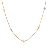 Snake Chain White/Black Pearl Pendant Necklace for Women