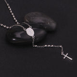 Jesus Cross Necklace Stainless Steel Rosary Religious Jewelry