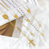 Jesus Cross Necklace Stainless Steel Rosary Religious Jewelry