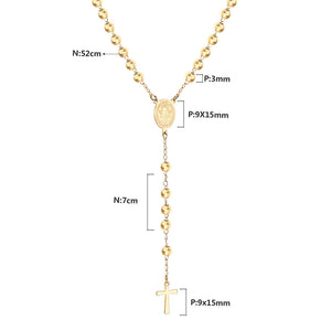 Jesus Cross Necklace Stainless Steel Rosary Religious Jewelry