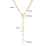 Jesus Cross Necklace Stainless Steel Rosary Religious Jewelry