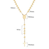 Jesus Cross Necklace Stainless Steel Rosary Religious Jewelry
