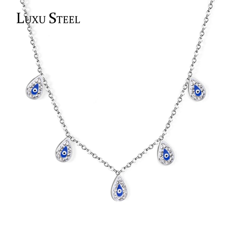 Evil Eye Necklace Stainless Steel Silver Chains