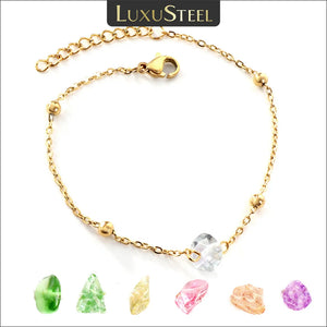 Boho Geometric Stone Charm Bracelet for Women, Unusual Crystal Wrist Jewelry