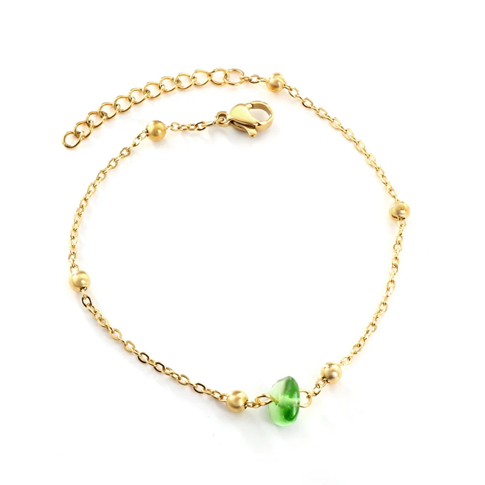 Boho Geometric Stone Charm Bracelet for Women, Unusual Crystal Wrist Jewelry
