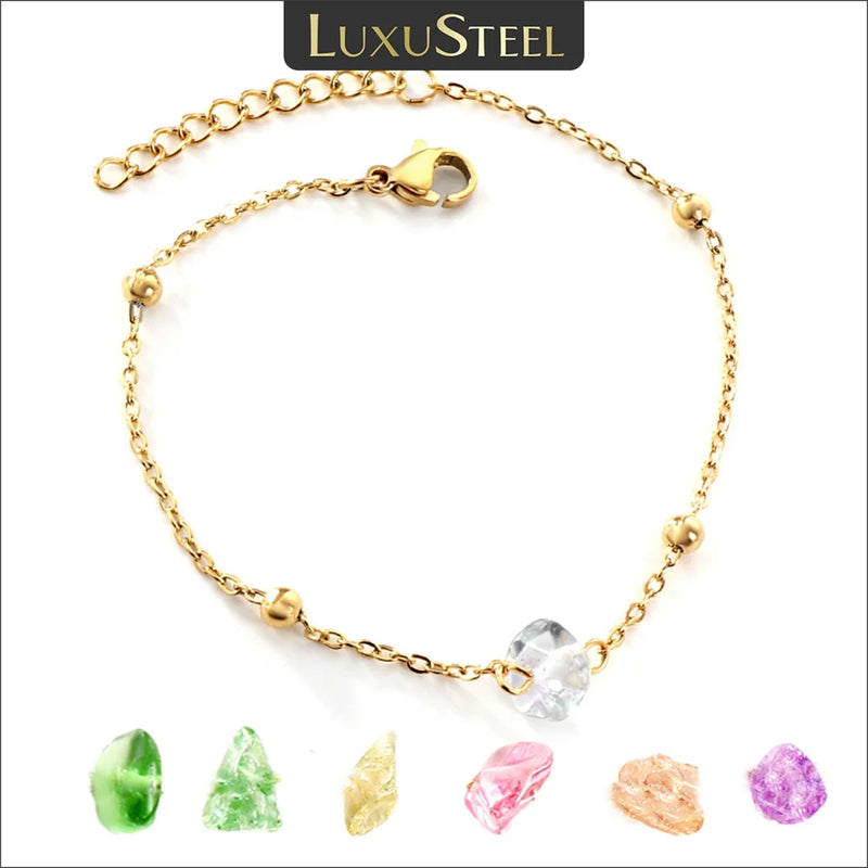 Boho Geometric Stone Charm Bracelet for Women, Unusual Crystal Wrist Jewelry