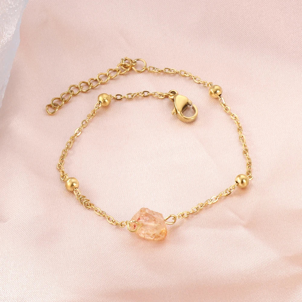Boho Geometric Stone Charm Bracelet for Women, Unusual Crystal Wrist Jewelry