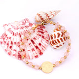Pink Crystal Beaded Bracelets Stainless Steel Pendants Accessories