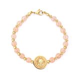 Pink Crystal Beaded Bracelets Stainless Steel Pendants Accessories