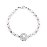 Crystal Beaded Bracelets Stainless Steel Round Pendants