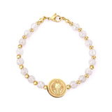 Crystal Beaded Bracelets Stainless Steel Round Pendants