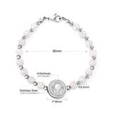Crystal Beaded Bracelets Stainless Steel Round Pendants