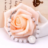 Crystal Beaded Bracelets Stainless Steel Round Pendants