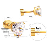 Colorful Heart Stud Earrings Stainless Steel 12 Pairs Brinco Jewelry