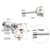 Colorful Heart Stud Earrings Stainless Steel 12 Pairs Brinco Jewelry