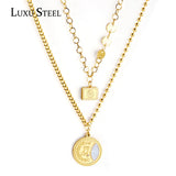 Christmas Socks Necklaces Collars Stainless Steel Round Pendant