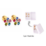 Colorful CZ Flower Stud Earrings For Women Stainless Steel Ear Jewelry